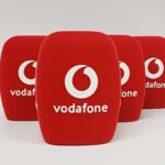 Photo of custom windscreen for Vodafone, UK - printed microphone windshield by MicWindshields.com
