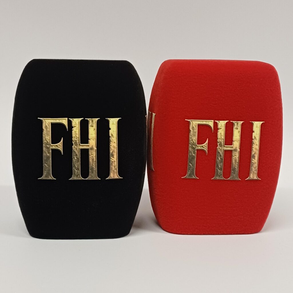 Photo of custom windscreen for FHI, IE - printed microphone windshield by MicWindshields.com