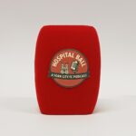 Photo of custom windscreen for Hospital Ball a York City FC Podcast, UK - printed microphone windshield by MicWindshields.com