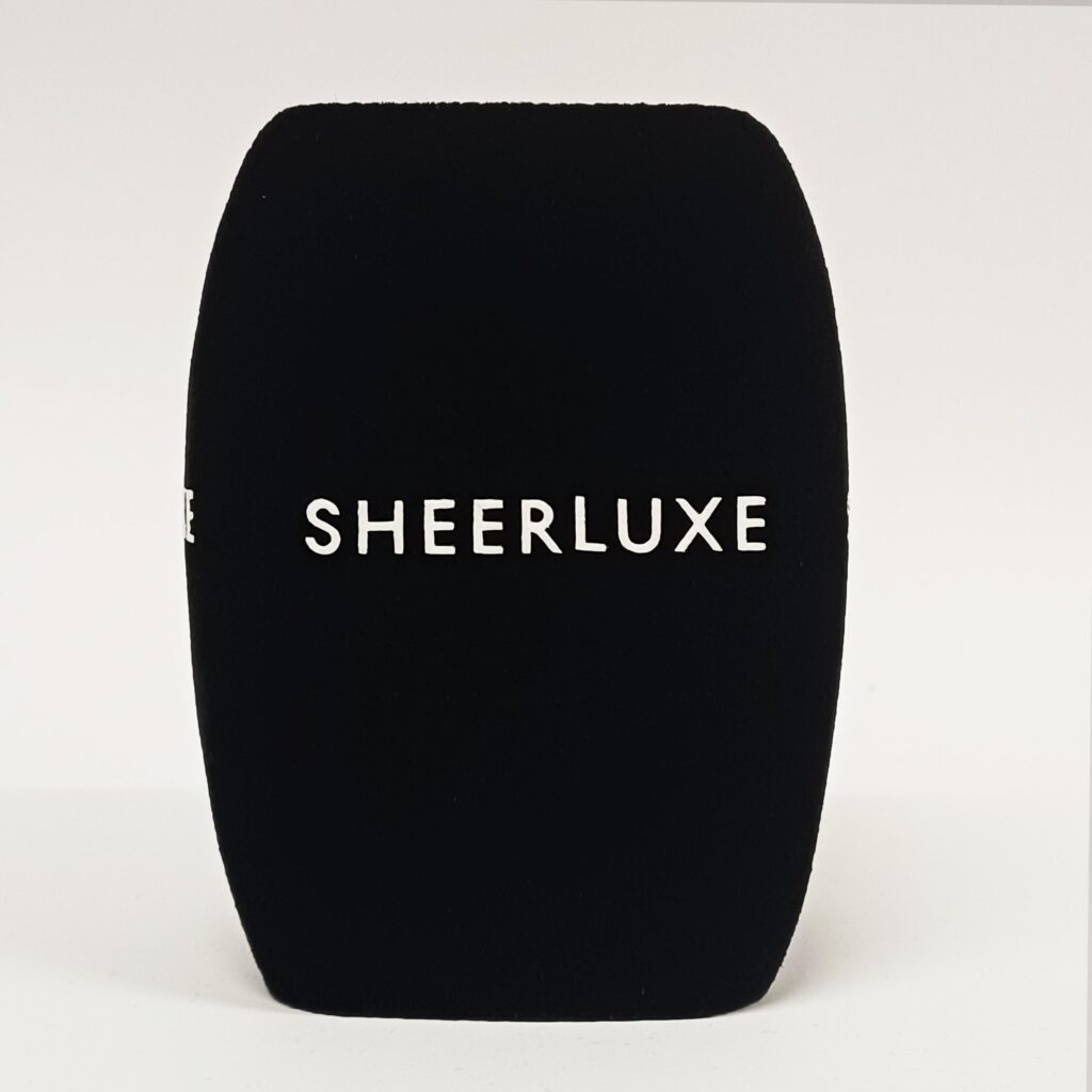 Photo of custom windscreen for Sheerluxe, UK - printed microphone windshield by MicWindshields.com