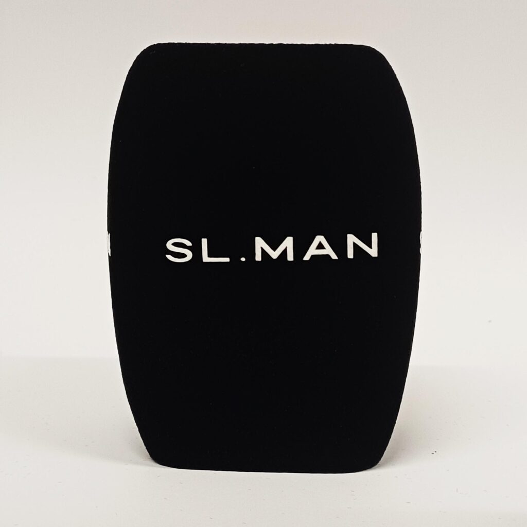 Photo of custom windscreen for SL.MAN, UK - printed microphone windshield by MicWindshields.com