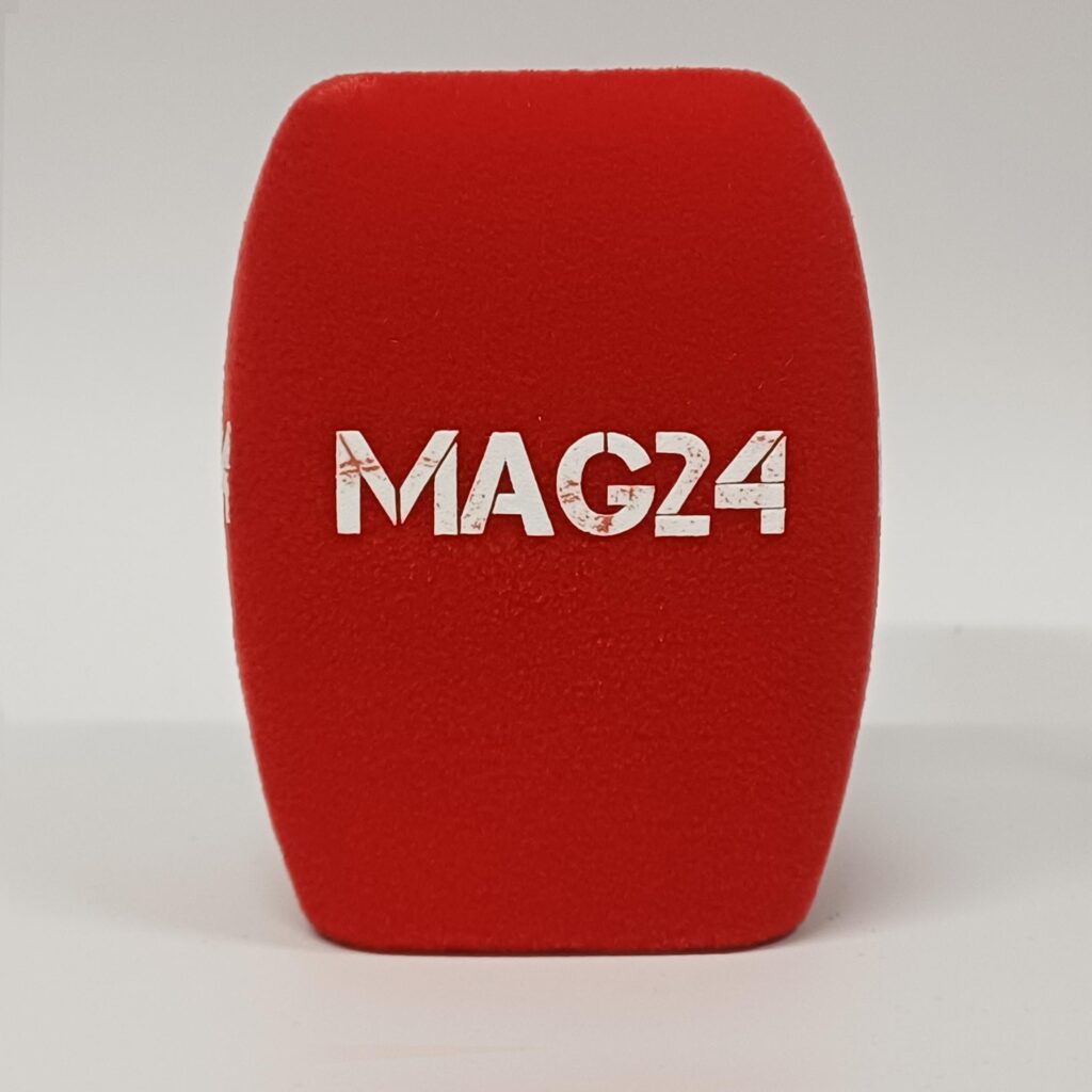 Photo of custom windscreen for MAG 24, GR - printed microphone windshield by MicWindshields.com