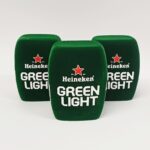 Photo of custom windscreen for Heineken® Green Light, IE - printed microphone windshield by MicWindshields.com