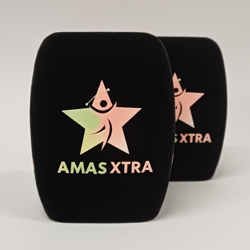 Photo of custom windscreen for Amas Xtra, SK - printed microphone windshield by MicWindshields.com