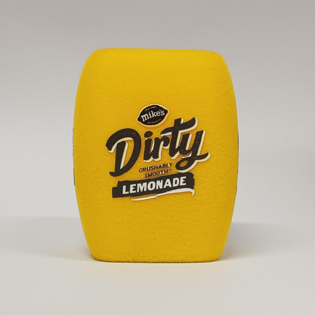 Photo of custom windscreen for Mike's Dirty Lemonade, UK - printed microphone windshield by MicWindshields.com