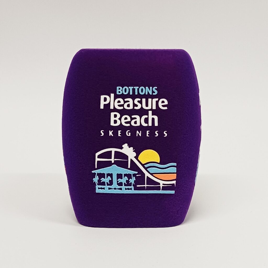 Photo of custom windscreen for Botton Pleasure Beach Skegness, UK - printed microphone windshield by MicWindshields.com