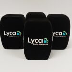 Photo of custom windscreen for Lyca Radio Network, UK - printed microphone windshield by MicWindshields.com