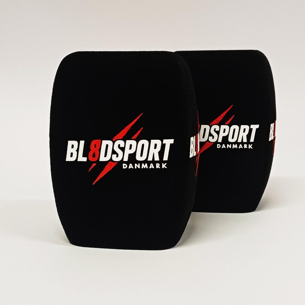 Photo of custom windscreen for BloodSport Danmark, DK - printed microphone windshield by MicWindshields.com