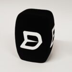 Photo of custom windscreen for Darts World, UK - printed microphone windshield by MicWindshields.com