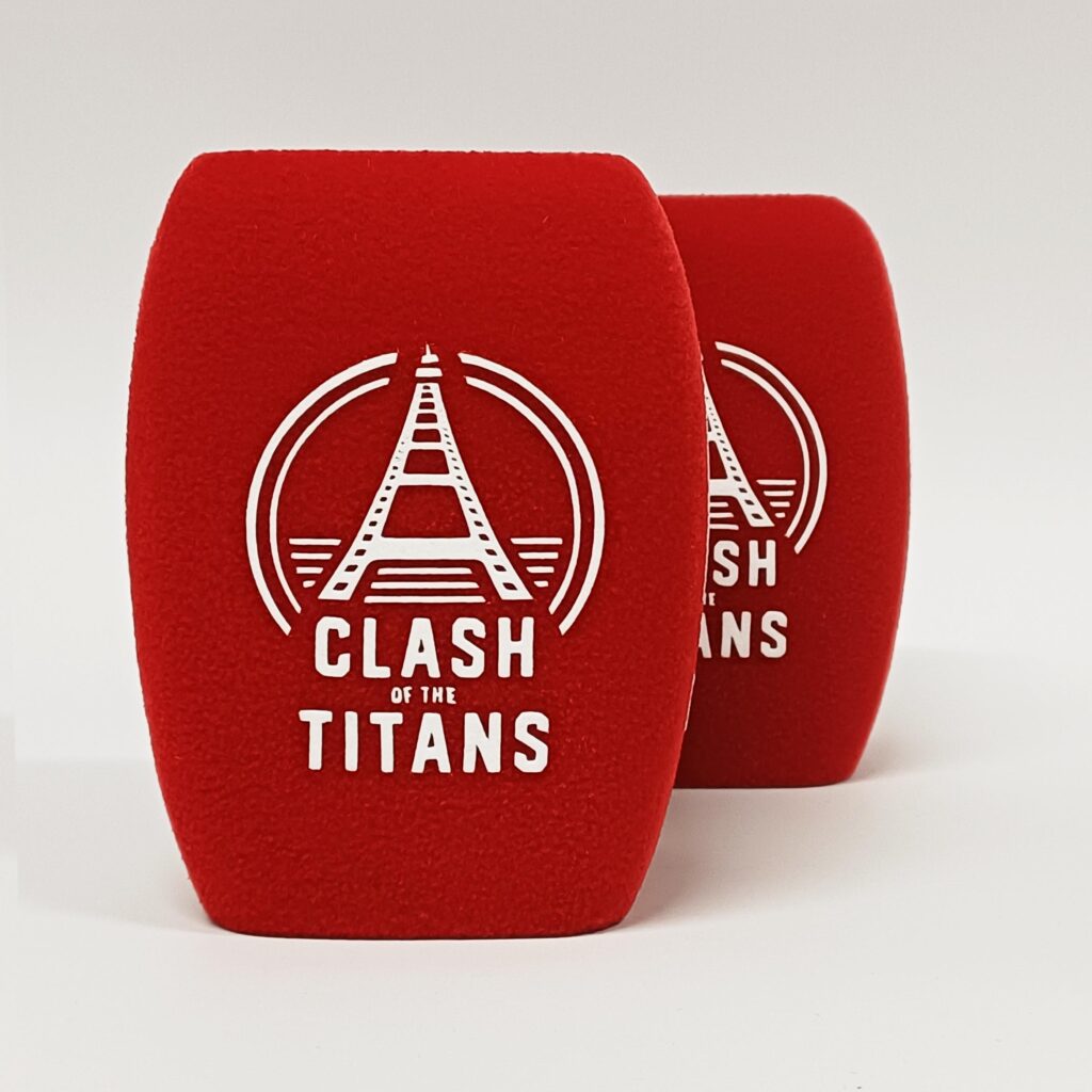 Photo of custom windscreen for Clash of the Titans, FR - printed microphone windshield by MicWindshields.com