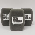 Photo of custom windscreen for Grey Matters, IE - printed microphone windshield by MicWindshields.com