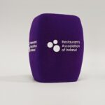 Photo of custom windscreen for Restaurants Association of Ireland, IE - printed microphone windshield by MicWindshields.com