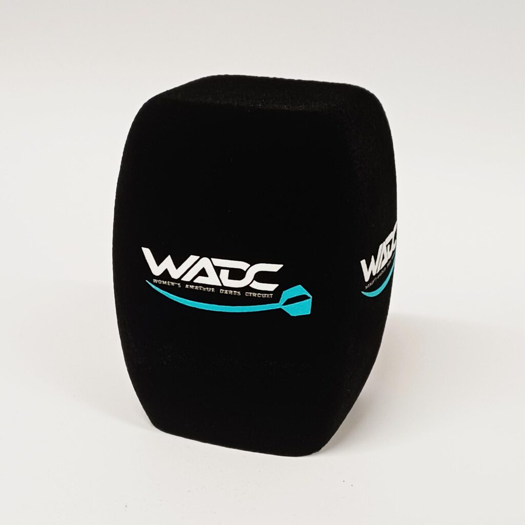 Photo of custom windscreen for WADC, UK - printed microphone windshield by MicWindshields.com
