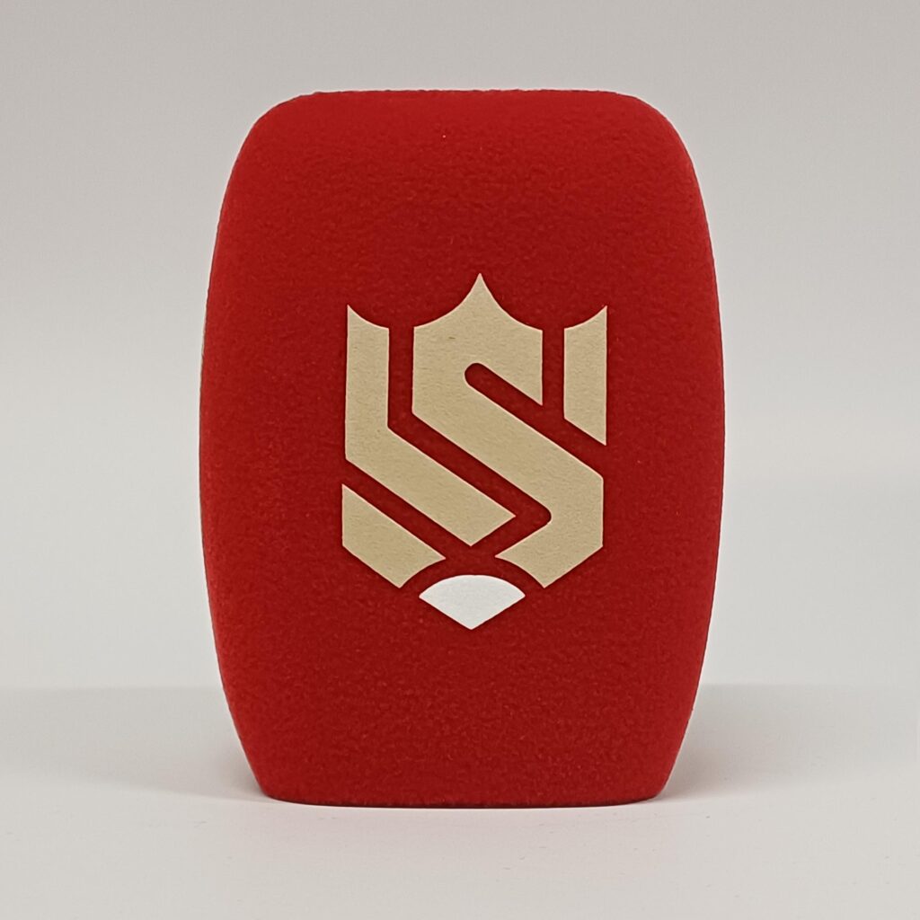 Photo of custom windscreen for SOLOVENEX, CH - printed microphone windshield by MicWindshields.com
