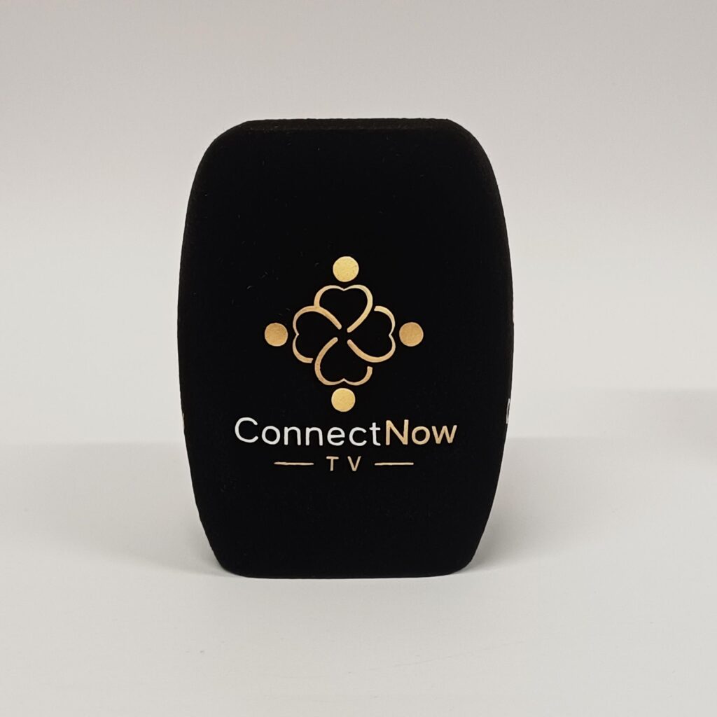Photo of custom windscreen for Connect Now Tv, PT - printed microphone windshield by MicWindshields.com