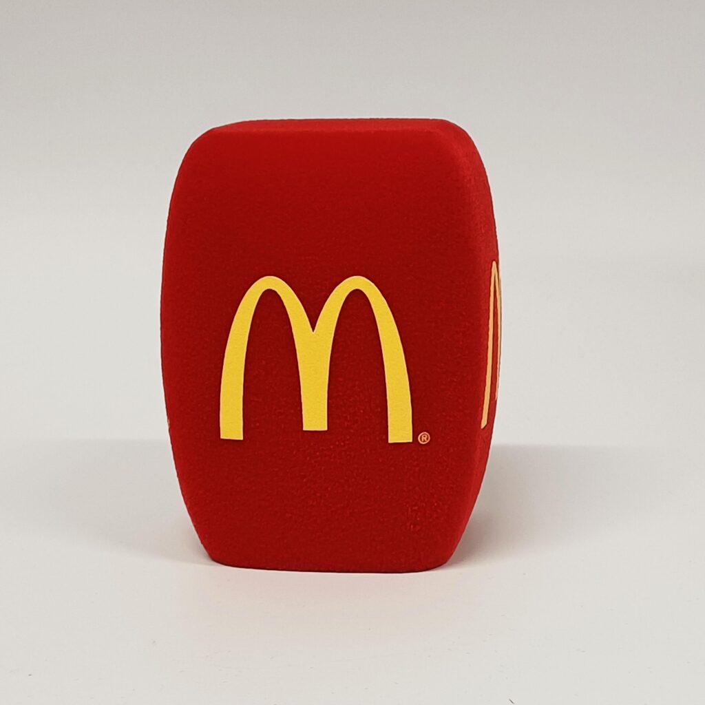 Photo of custom windscreen for McDonald's, IE - printed microphone windshield by MicWindshields.com