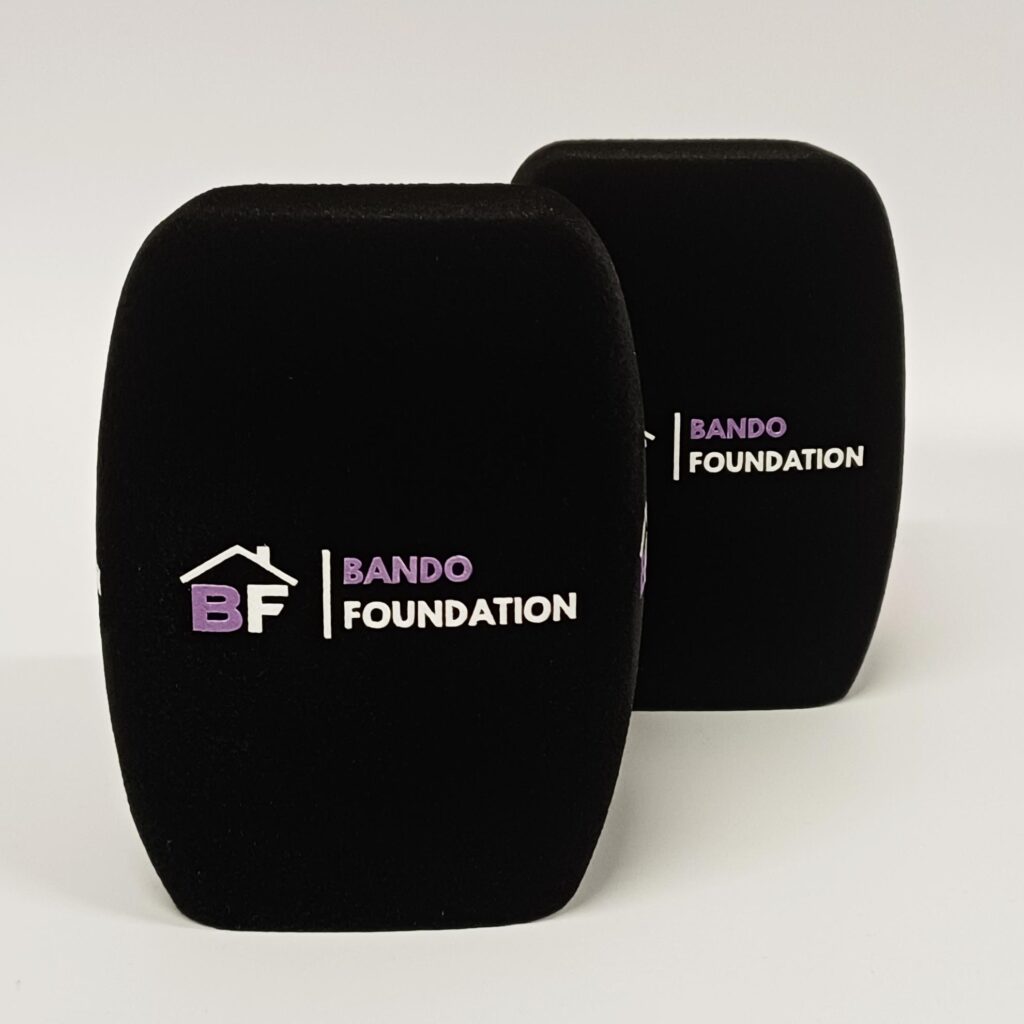 Photo of custom windscreen for Bando Foundation, SE - printed microphone windshield by MicWindshields.com