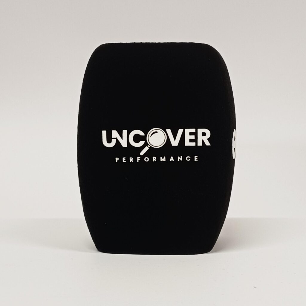 Photo of custom windscreen for Uncover Performance, UK - printed microphone windshield by MicWindshields.com